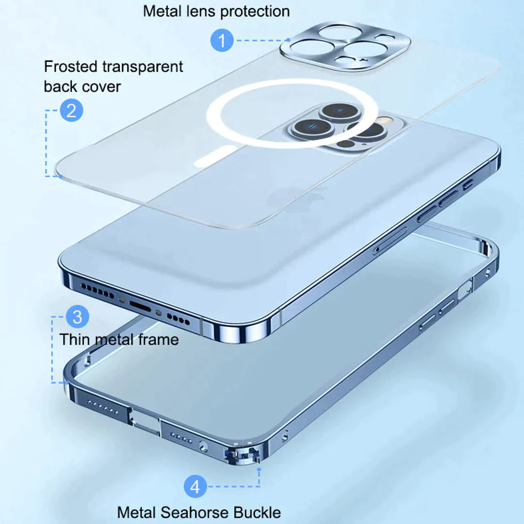 iPhone 14 Pro Max Frosted Glass Magsafe Edition Magnetic Bumper Case