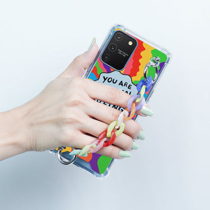 Galaxy S21 Self Inspiring Colorful Case with Chain Bracelet