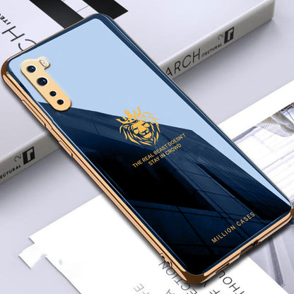 OnePlus Nord Lion Pattern Electroplating Glass Case