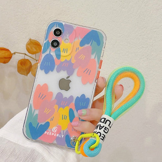 iPhone 13 Pro Max Mini Colored Pattern Case With Lanyard