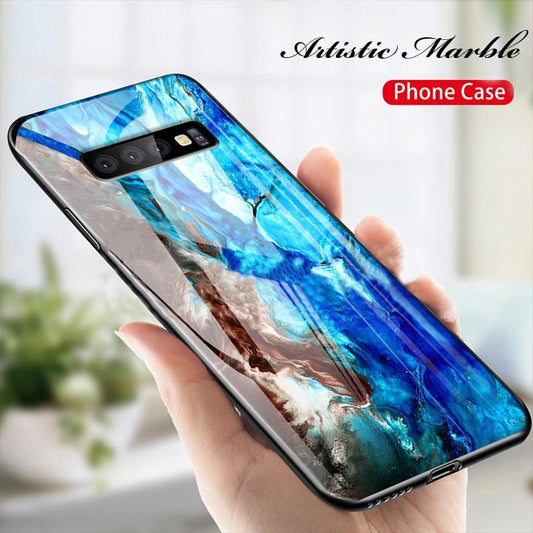 Soothing Sea Pattern Marble Glass Back Case - Samsung