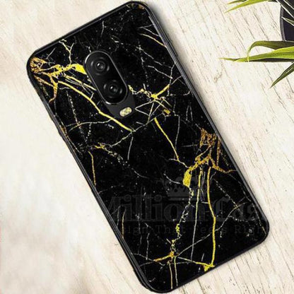 OnePlus 6T Gold Dust Marble Glass Case