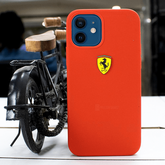 iPhone 12 Pro Max (3 in 1 Combo)Silicone Ferrari Case + Tempered Glass + Camera Lens Protector