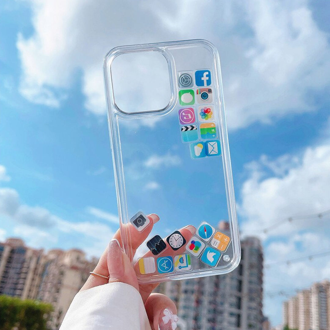 Clear Transparent Floating Icon Case - iPhone