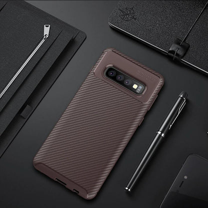 Galaxy S10 Plus Frosted Carbon Fiber Shockproof Soft Case