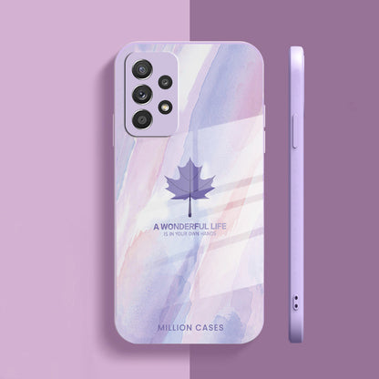 Galaxy A Series Watercolor Mapple Leaf Glass Case