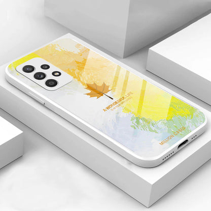 Galaxy A53 Watercolor Mapple Leaf Glass Case