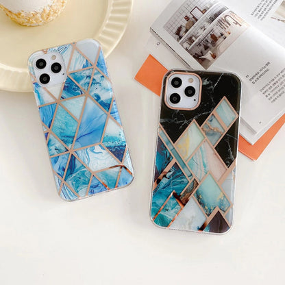 Geometric Marble Texture Electroplated Case
