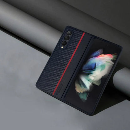 Galaxy Z Fold4 Frosted Carbon Fiber PU Leather Protective Case
