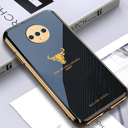 OnePlus 7T Bull Pattern Electroplating Glass Case