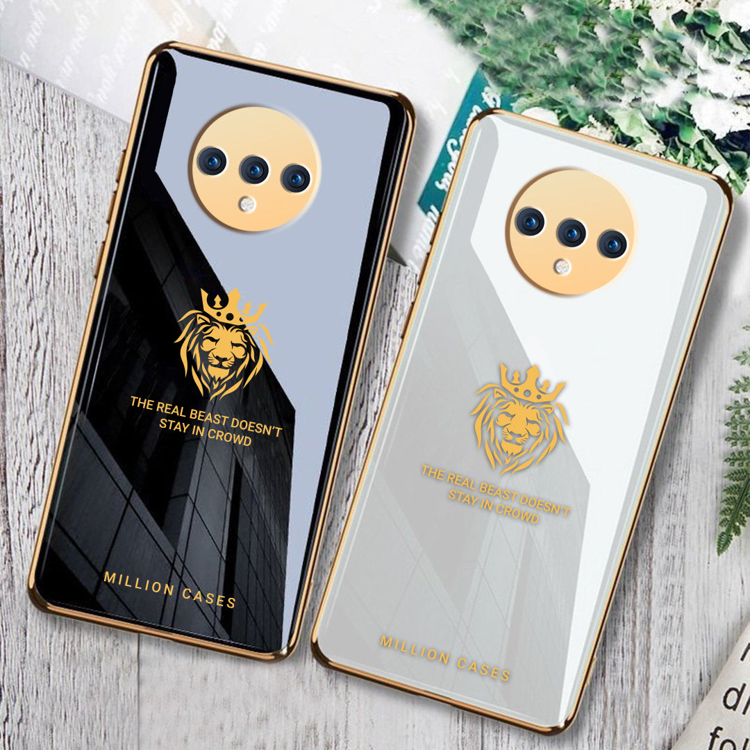 OnePlus 7T Lion Pattern Electroplating Glass Case