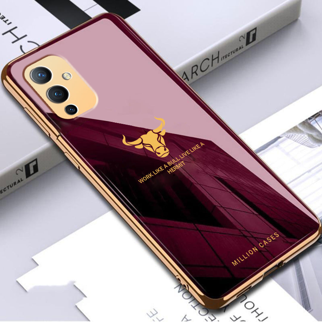 OnePlus 9 Bull Pattern Electroplating Glass Case
