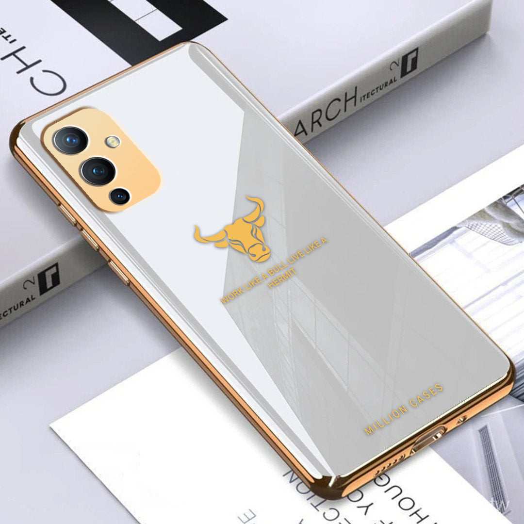 OnePlus 9 Bull Pattern Electroplating Glass Case