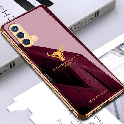 OnePlus Nord CE Bull Pattern Electroplating Glass Case