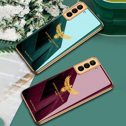 Eagle Pattern Electroplating Glass Case - Samsung