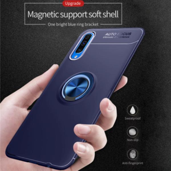 Galaxy A70s Metallic Finger Ring Holder Matte Case