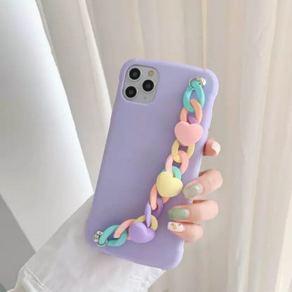 Candy Color with Cute Heart Chain Case