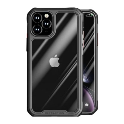 iPhone 12 Series (3 in 1 Combo) Refraction Fiber Case With Tempered Glass & Lens Protector