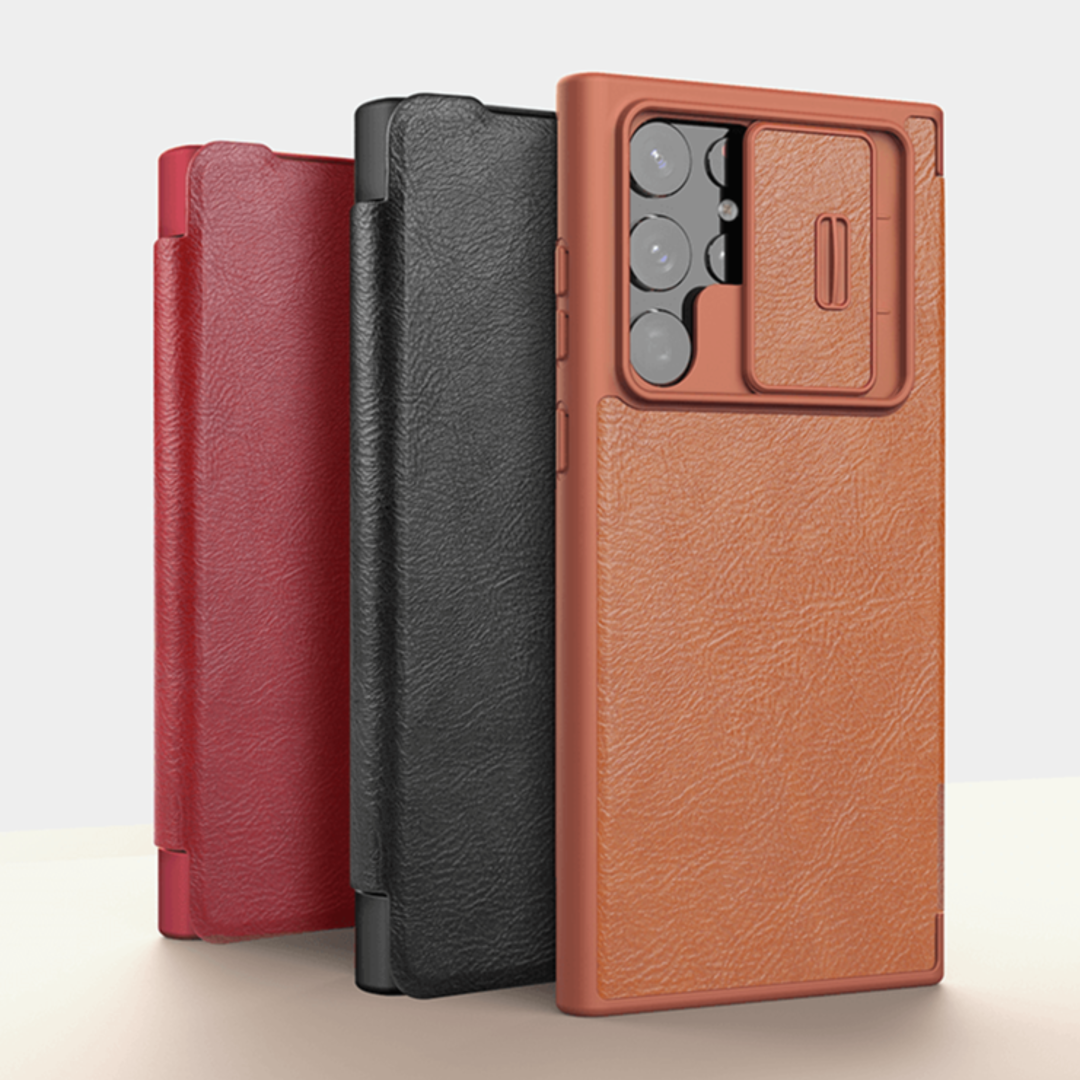 Galaxy S22 Series - Camshield Design Leather Flip Case