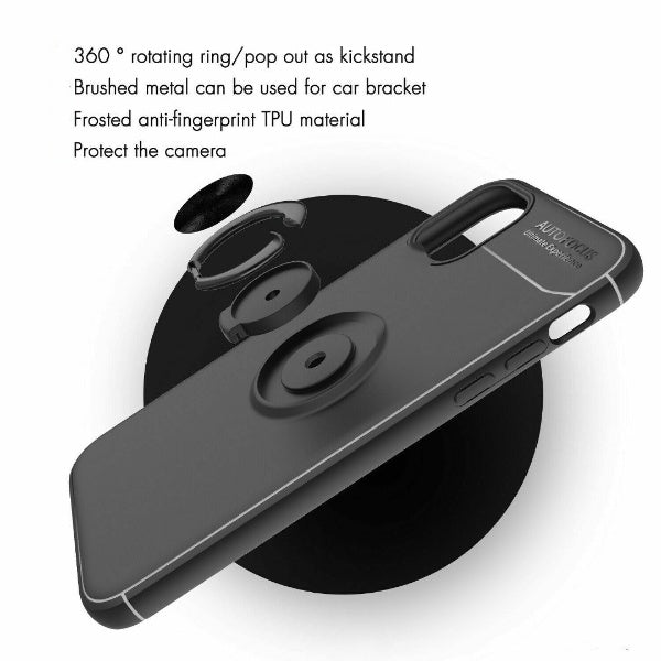 iPhone 12 Series - Ring Holder Matte Case With Tempered Glass