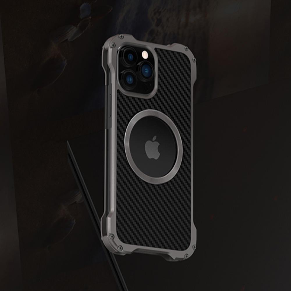 iPhone 14 R-Just Aluminium Carbon Fiber Case