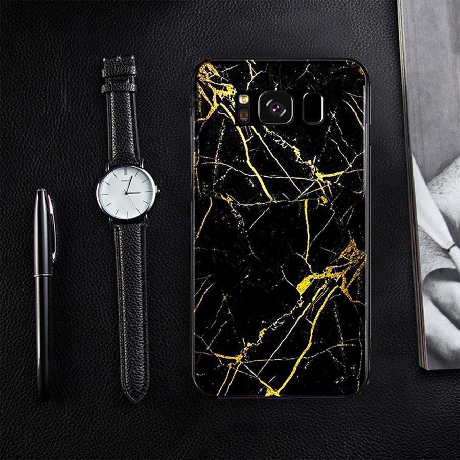 Galaxy S8 Plus Gold Dust Texture Marble Glass Case