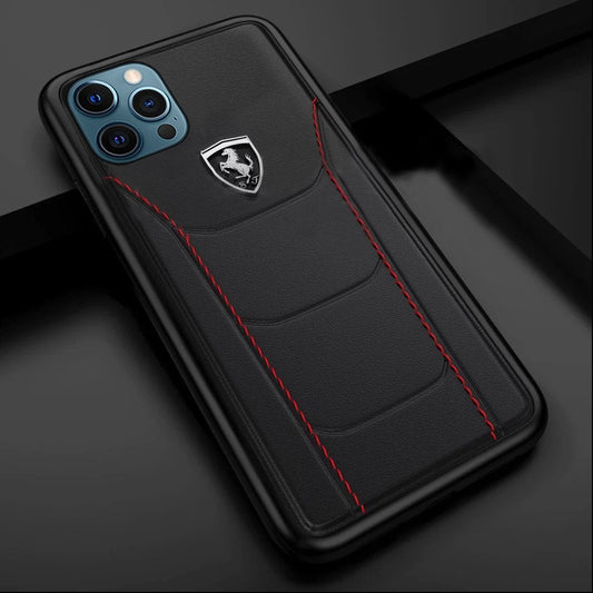 iPhone 12 Pro Max (3 in 1 Combo) Ferrari Case + Tempered Glass + Camera Lens Protector