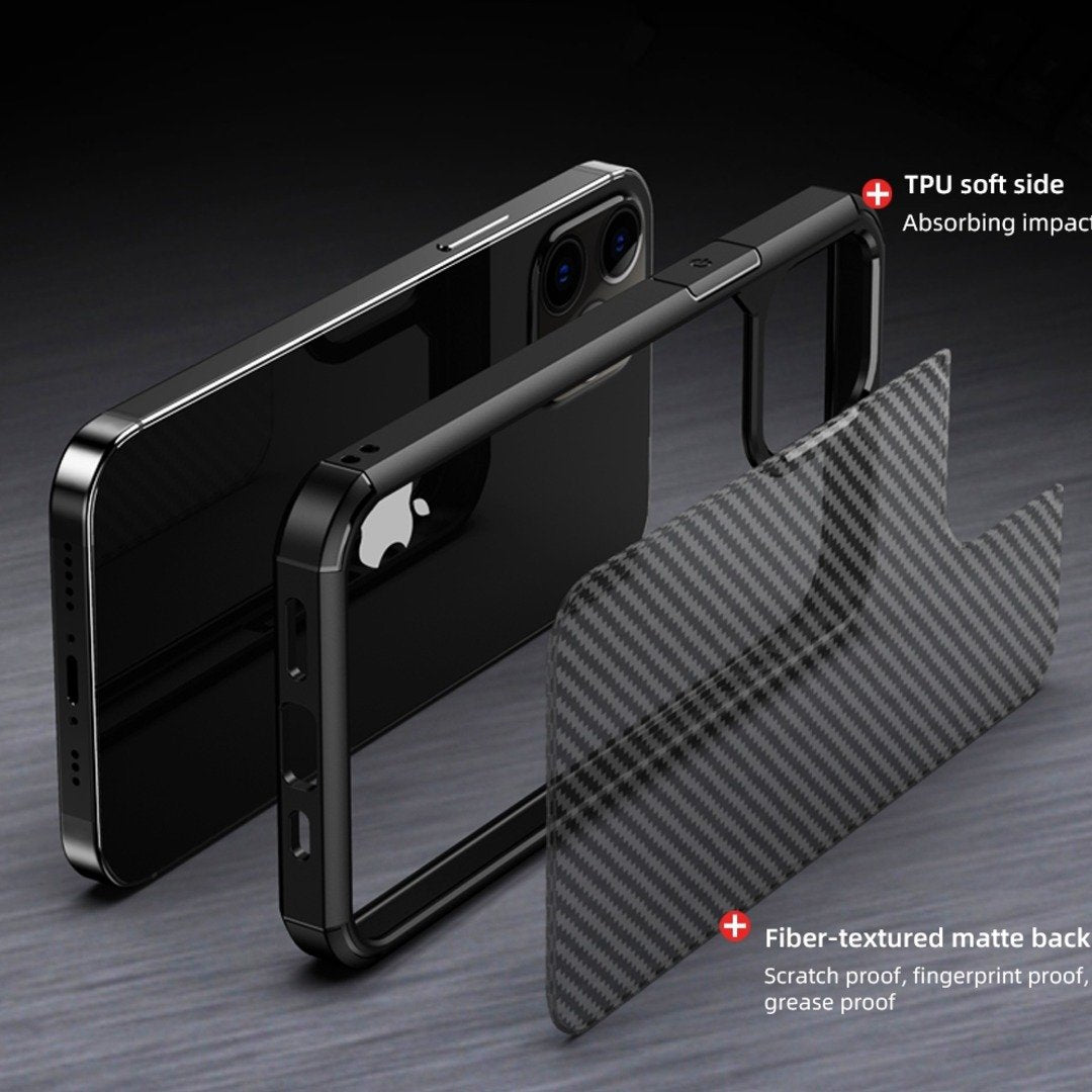 iPhone 12 Pro Max Opaque Matte Carbon Fiber TPU Armor Case