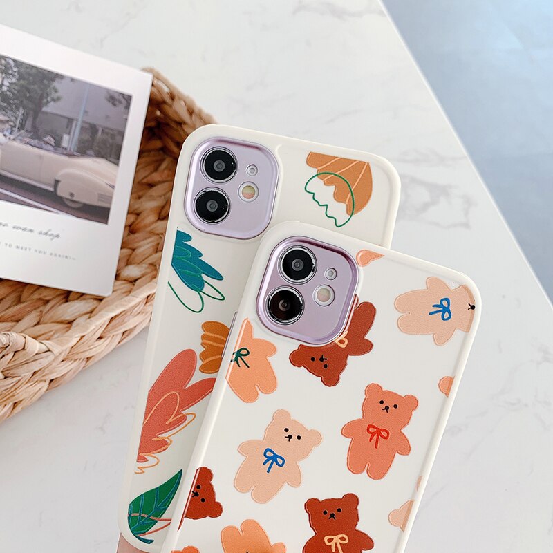 Cartoon Print Silicone Case with Camera Protection