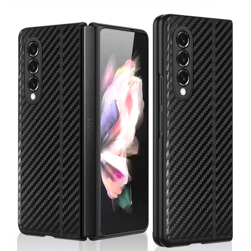 Galaxy Z Fold4 Frosted Carbon Fiber PU Leather Protective Case