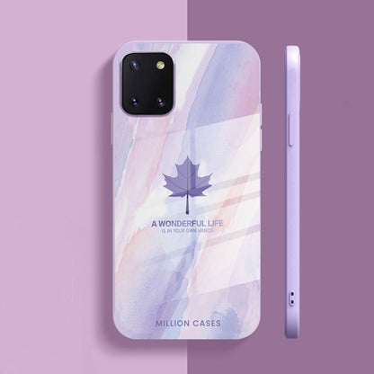 Galaxy Note 10 Series Watercolor Mapple Leaf Glass Case