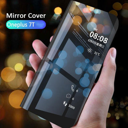 OnePlus 7T Mirror Clear View Flip Case [Non Sensor Working]