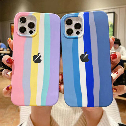 iPhone 12 Rainbow Liquid Silicone Logo Case