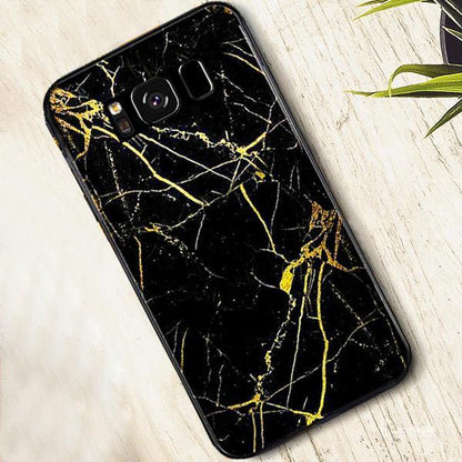 Galaxy S8 Plus Gold Dust Texture Marble Glass Case