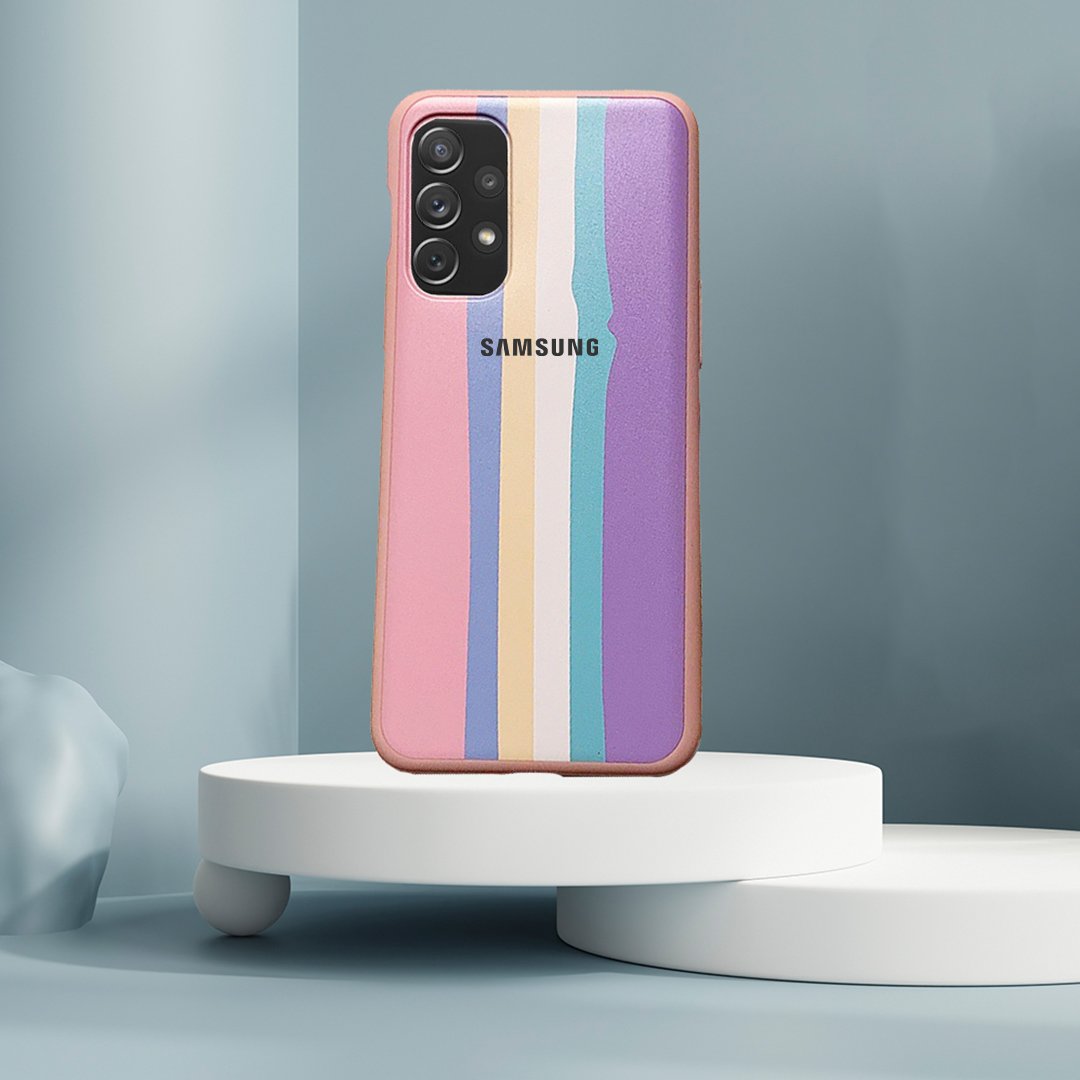 Galaxy A72 Rainbow Liquid Silicone Logo Case